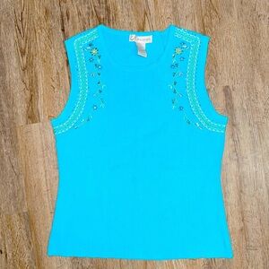 Dressbarn • Embroidered Sequin Floral Knit Sweater Tank